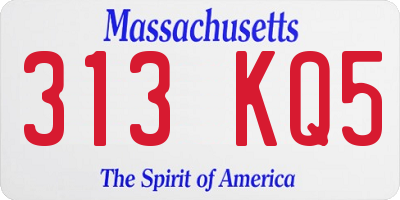 MA license plate 313KQ5