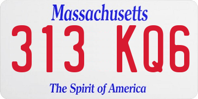MA license plate 313KQ6