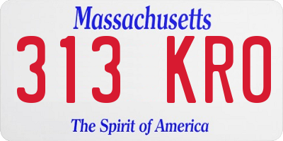 MA license plate 313KR0
