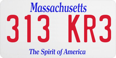 MA license plate 313KR3