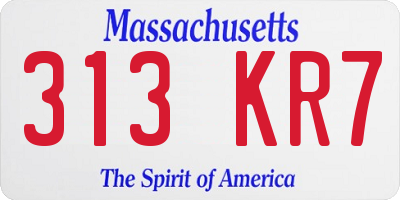 MA license plate 313KR7