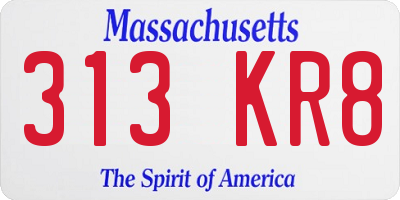 MA license plate 313KR8