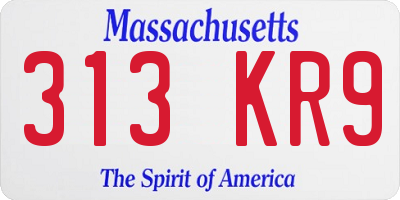 MA license plate 313KR9