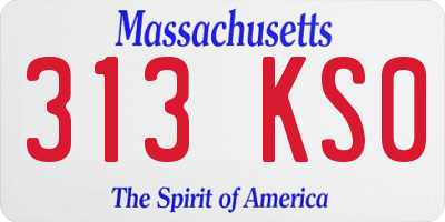 MA license plate 313KS0