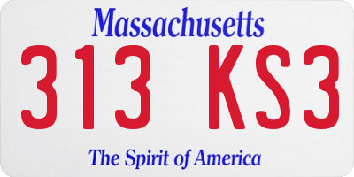 MA license plate 313KS3