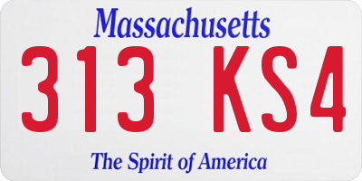 MA license plate 313KS4