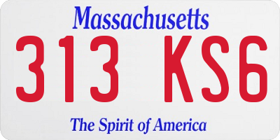 MA license plate 313KS6