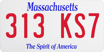 MA license plate 313KS7