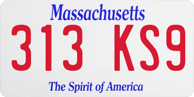 MA license plate 313KS9