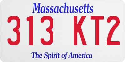 MA license plate 313KT2