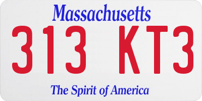 MA license plate 313KT3