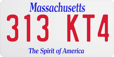 MA license plate 313KT4