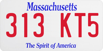 MA license plate 313KT5