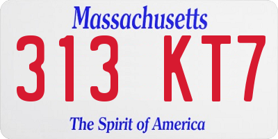 MA license plate 313KT7