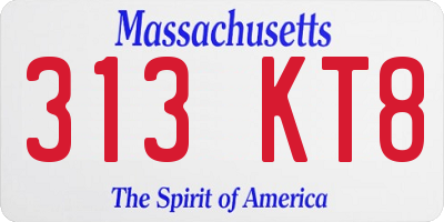 MA license plate 313KT8