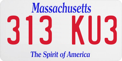 MA license plate 313KU3