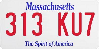 MA license plate 313KU7