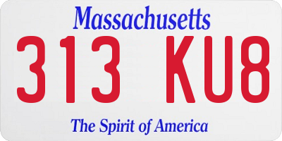 MA license plate 313KU8