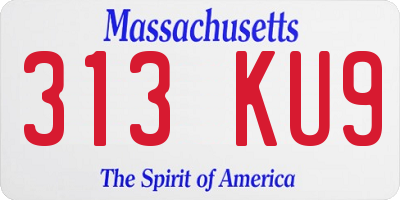 MA license plate 313KU9