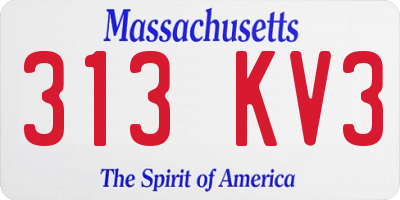 MA license plate 313KV3
