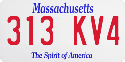 MA license plate 313KV4