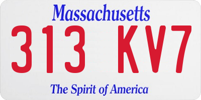 MA license plate 313KV7
