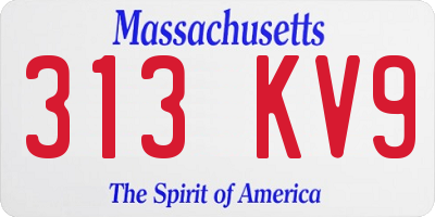MA license plate 313KV9