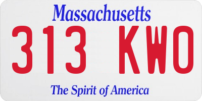 MA license plate 313KW0