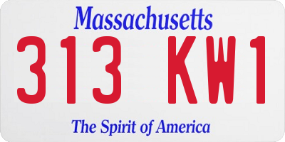 MA license plate 313KW1
