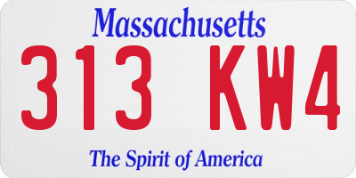 MA license plate 313KW4
