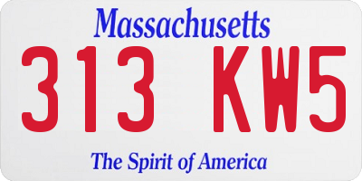 MA license plate 313KW5