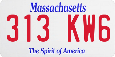 MA license plate 313KW6