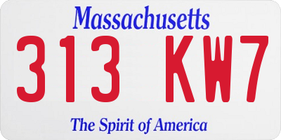 MA license plate 313KW7