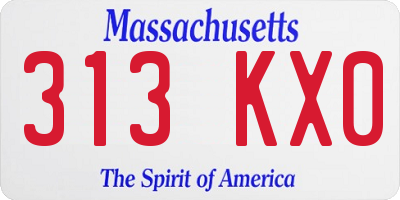 MA license plate 313KX0