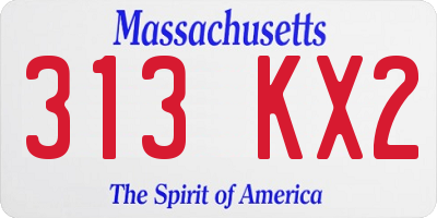 MA license plate 313KX2