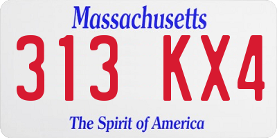 MA license plate 313KX4