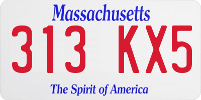 MA license plate 313KX5