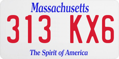 MA license plate 313KX6