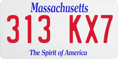 MA license plate 313KX7