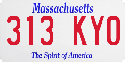 MA license plate 313KY0