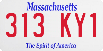 MA license plate 313KY1