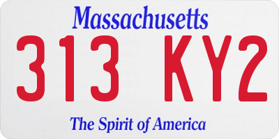 MA license plate 313KY2