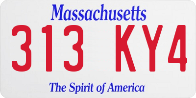MA license plate 313KY4