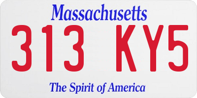 MA license plate 313KY5