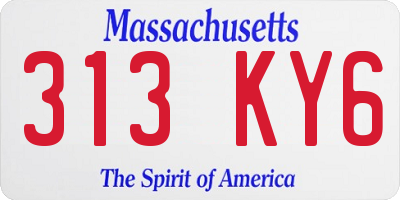 MA license plate 313KY6