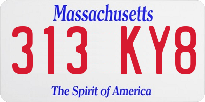 MA license plate 313KY8