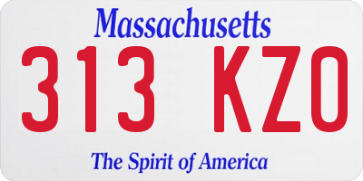 MA license plate 313KZ0