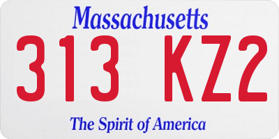 MA license plate 313KZ2