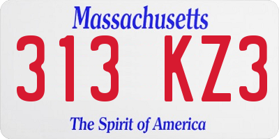 MA license plate 313KZ3