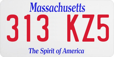 MA license plate 313KZ5